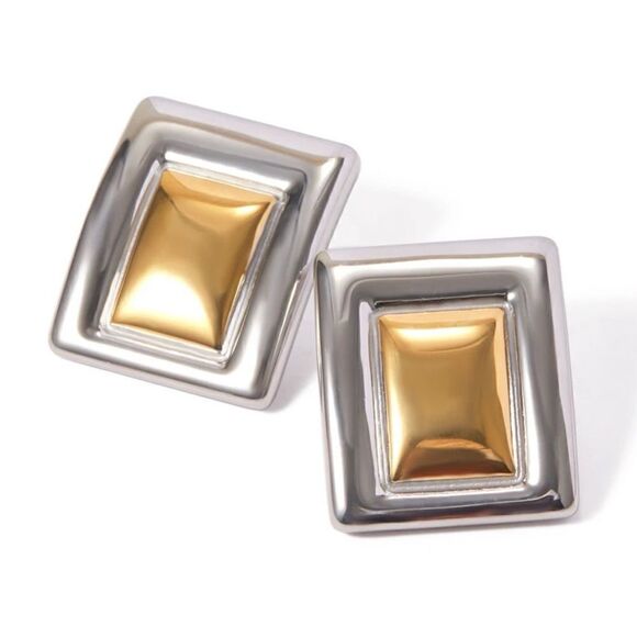 Minimalist geo stud earrings M364 - Picture 3 of 6